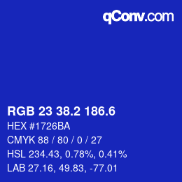 カラーコード: RGB 23 38.2 186.6 | qconv.com