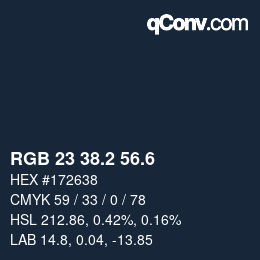 カラーコード: RGB 23 38.2 56.6 | qconv.com