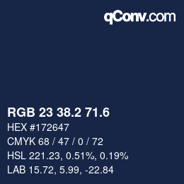 カラーコード: RGB 23 38.2 71.6 | qconv.com