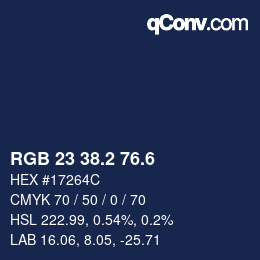 カラーコード: RGB 23 38.2 76.6 | qconv.com