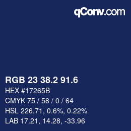 カラーコード: RGB 23 38.2 91.6 | qconv.com