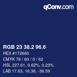 カラーコード: RGB 23 38.2 96.6 | qconv.com