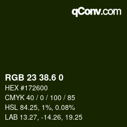 カラーコード: RGB 23 38.6 0 | qconv.com