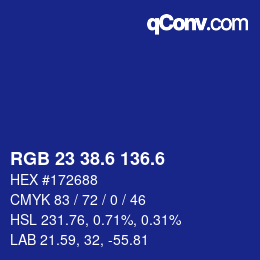 カラーコード: RGB 23 38.6 136.6 | qconv.com