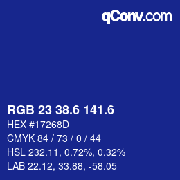 カラーコード: RGB 23 38.6 141.6 | qconv.com