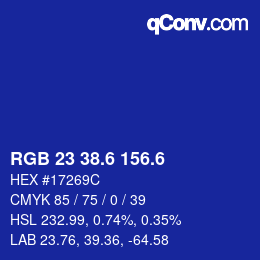 カラーコード: RGB 23 38.6 156.6 | qconv.com