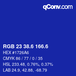 カラーコード: RGB 23 38.6 166.6 | qconv.com