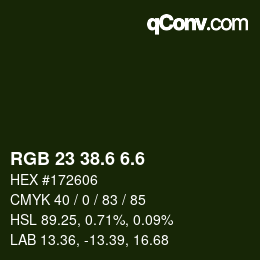 カラーコード: RGB 23 38.6 6.6 | qconv.com