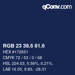 カラーコード: RGB 23 38.6 81.6 | qconv.com