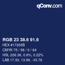 カラーコード: RGB 23 38.6 91.6 | qconv.com