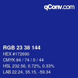 カラーコード: RGB 23 38 144 | qconv.com