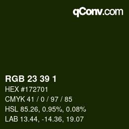 カラーコード: RGB 23 39 1 | qconv.com