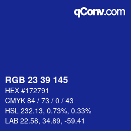 Color code: RGB 23 39 145 | qconv.com