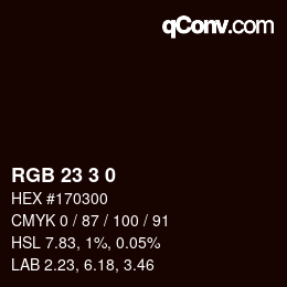 Color code: RGB 23 3 0 | qconv.com