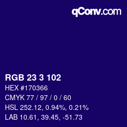 Color code: RGB 23 3 102 | qconv.com