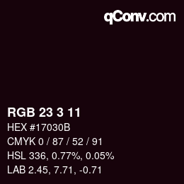 Color code: RGB 23 3 11 | qconv.com