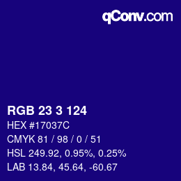 カラーコード: RGB 23 3 124 | qconv.com