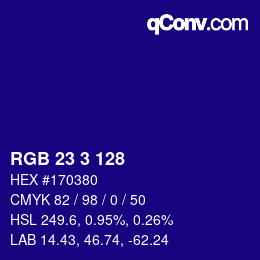 カラーコード: RGB 23 3 128 | qconv.com