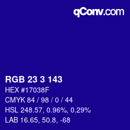 Color code: RGB 23 3 143 | qconv.com