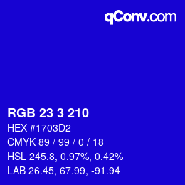 カラーコード: RGB 23 3 210 | qconv.com