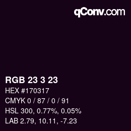 Color code: RGB 23 3 23 | qconv.com