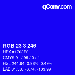 Color code: RGB 23 3 246 | qconv.com