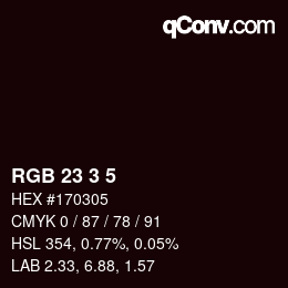カラーコード: RGB 23 3 5 | qconv.com
