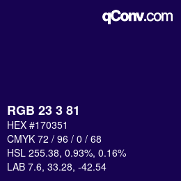 Color code: RGB 23 3 81 | qconv.com