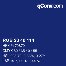 Color code: RGB 23 40 114 | qconv.com