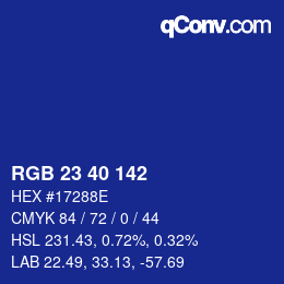 Color code: RGB 23 40 142 | qconv.com