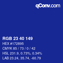 Farbcode: RGB 23 40 149 | qconv.com