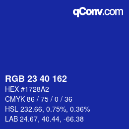 Color code: RGB 23 40 162 | qconv.com