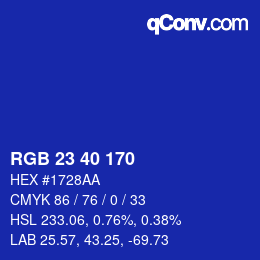 Color code: RGB 23 40 170 | qconv.com