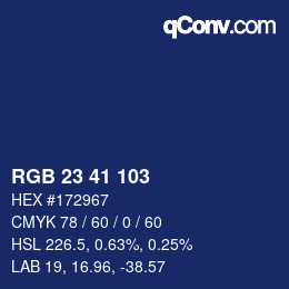 カラーコード: RGB 23 41 103 | qconv.com