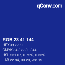 Color code: RGB 23 41 144 | qconv.com