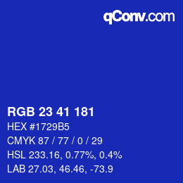 カラーコード: RGB 23 41 181 | qconv.com