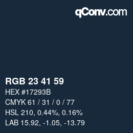 Color code: RGB 23 41 59 | qconv.com