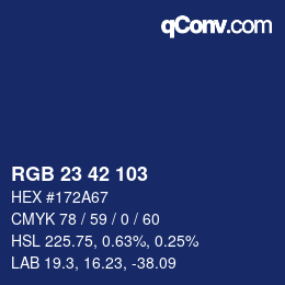 Color code: RGB 23 42 103 | qconv.com