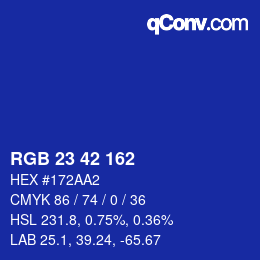 カラーコード: RGB 23 42 162 | qconv.com