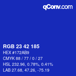 Color code: RGB 23 42 185 | qconv.com