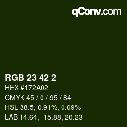 Color code: RGB 23 42 2 | qconv.com