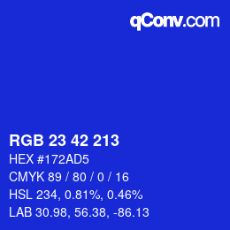 カラーコード: RGB 23 42 213 | qconv.com