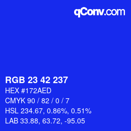 カラーコード: RGB 23 42 237 | qconv.com
