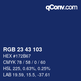 Color code: RGB 23 43 103 | qconv.com
