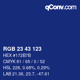 Color code: RGB 23 43 123 | qconv.com
