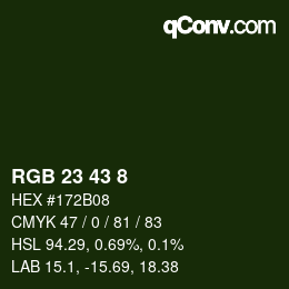 颜色代码: RGB 23 43 8 | qconv.com