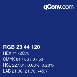 颜色代码: RGB 23 44 120 | qconv.com