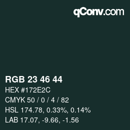 颜色代码: RGB 23 46 44 | qconv.com