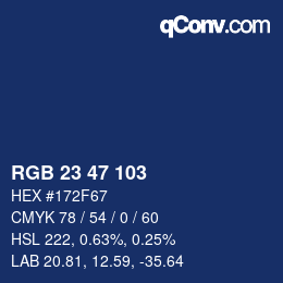 Color code: RGB 23 47 103 | qconv.com