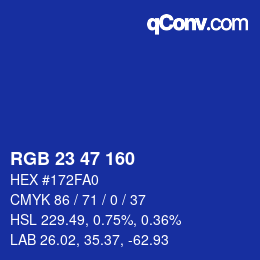 カラーコード: RGB 23 47 160 | qconv.com